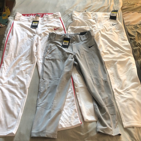 Nike men’s ' White and Gray Baseball Bottoms - Picture 1 of 12